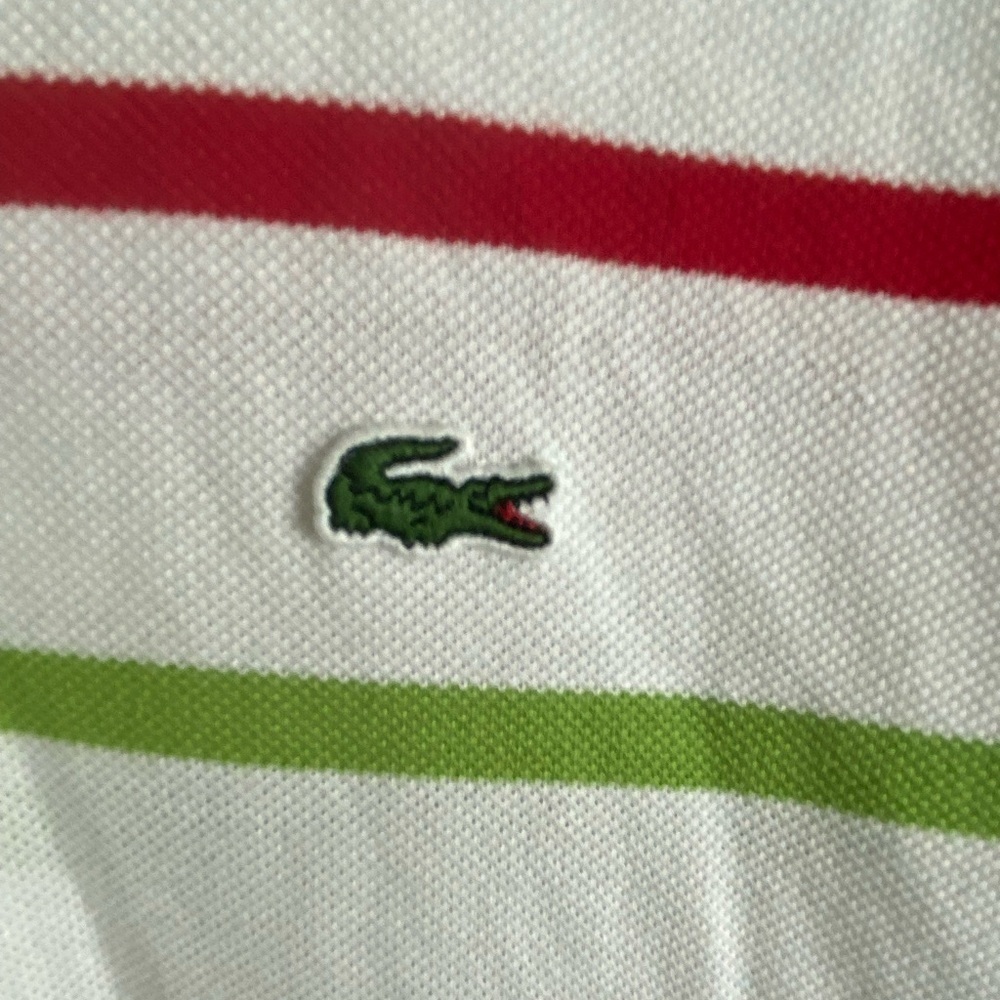 LACOSTE Men's Classic Fit Heavy Piqué Polo Striped Primary Color Sz 9 4X Read - Picture 2 of 8